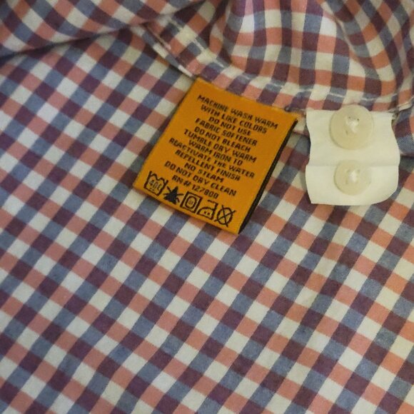 Tailor Vintage Men's XL Cotton Short Sleeve Check Button-Down Shirt Pink Purple - Picture 7 of 7